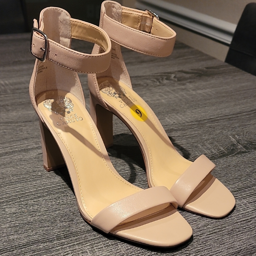 Vince Camuto Tan Block Heel Sandals